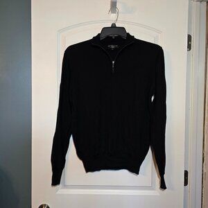Brunella Gori Italia Men’s Black Quarter-Zip Sweater 100% Merino Wool Size M